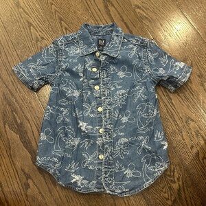Gap denim shirt, toddler size 4. Dinosaur print.